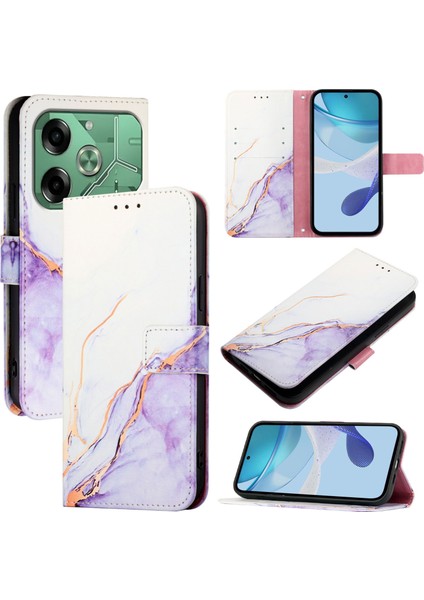 Tecno Pova 6 4g Için Mermer Pu Telefon Kılıfı (Yurt Dışından)