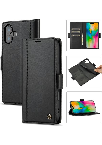 iPhone 16 Plus Için Lc.ımeeke Kart Yuvaları Pu Kılıf (Yurt Dışından)