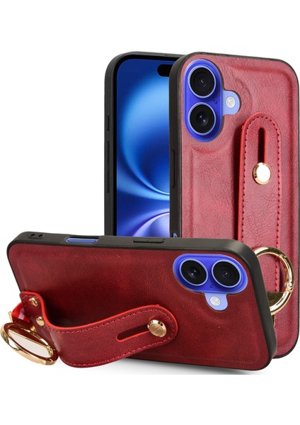 iPhone 16 Plus Için Bileklik Deri Kılıf (Yurt Dışından)