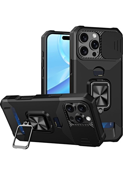 iPhone 16 Pro Için Kart Yuvası Pc+Tpu Telefon Kılıfı (Yurt Dışından)