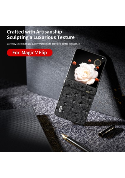 Honor Magic V Flip Için Abe 3'ü 1 Arada Devekuşu Doku Kılıfı (Yurt Dışından) modelleri