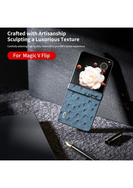 Honor Magic V Flip Için Abe 3'ü 1 Arada Devekuşu Doku Kılıfı (Yurt Dışından) modelleri