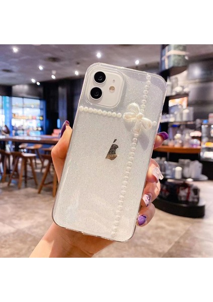 iPhone 14 Pro Için Pearl Bow Glitter Epoksi Tpu Telefon Kılıfı (Yurt Dışından)