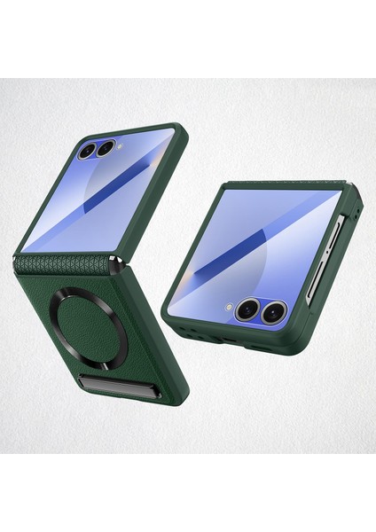 Samsung Galaxy Z Flip7 5g Için Litchi Deri Yapıştırma Telefon Kılıfı (Yurt Dışından)