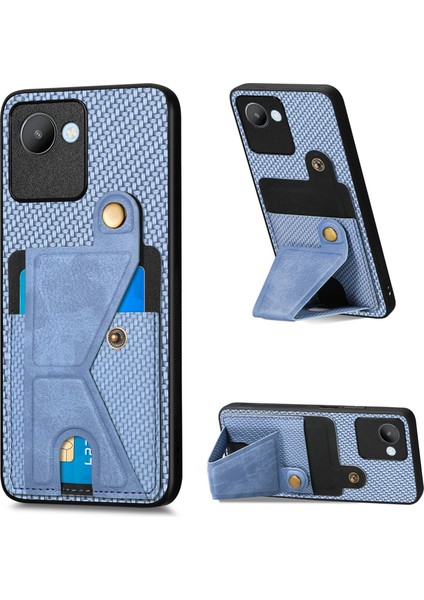 Realme C30 Için Karbon Fiber Cüzdan Telefon Kılıfı (Yurt Dışından)