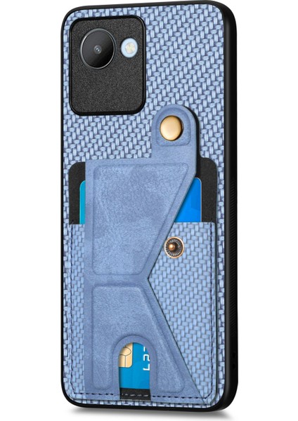 Realme C30 Için Karbon Fiber Cüzdan Telefon Kılıfı (Yurt Dışından) modelleri