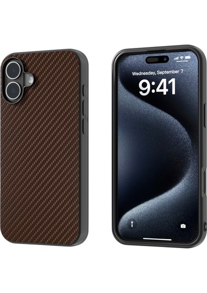 iPhone 16 Için Karbon Fiber Dokulu Kılıf (Yurt Dışından)