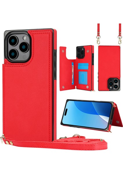 iPhone 16 Pro Için Çapraz Cüzdan Telefon Kılıfı (Yurt Dışından)