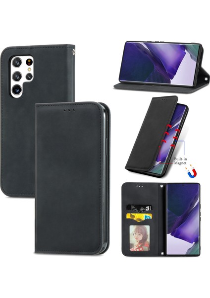 Samsung Galaxy S22 Ultra 5g Için Retro Deri Fe Deri Kılıf (Yurt Dışından)