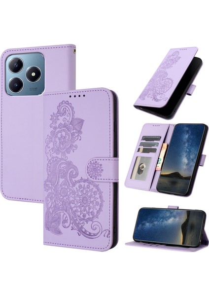 Realme C63 / C61 Global Için Kabartmalı Pu Kılıf (Yurt Dışından)