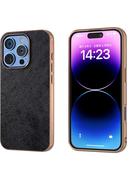 iPhone 16 Pro Için Çift Renkli Lichi Doku Kılıfı (Yurt Dışından)