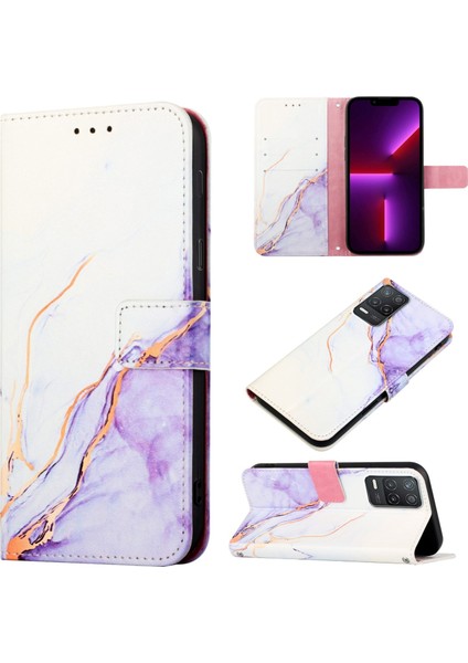 Realme 8 5g / V13 5g / Narzo 30 5g Için Mermer Desenli Pu Kılıf (Yurt Dışından)