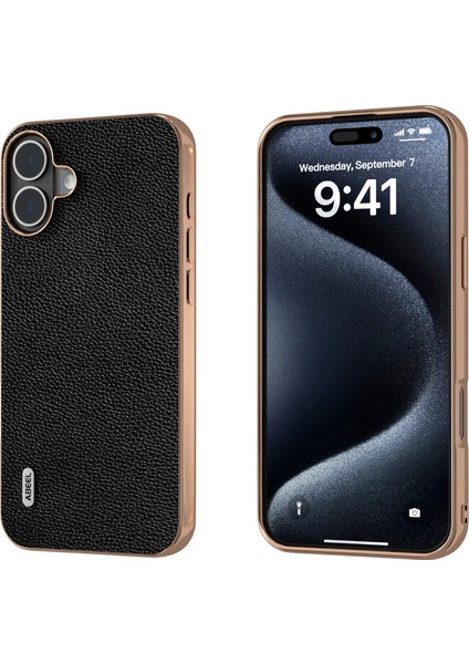 iPhone 16 Plus Için Abe Mino Deri Kaplama Kılıf (Yurt Dışından)