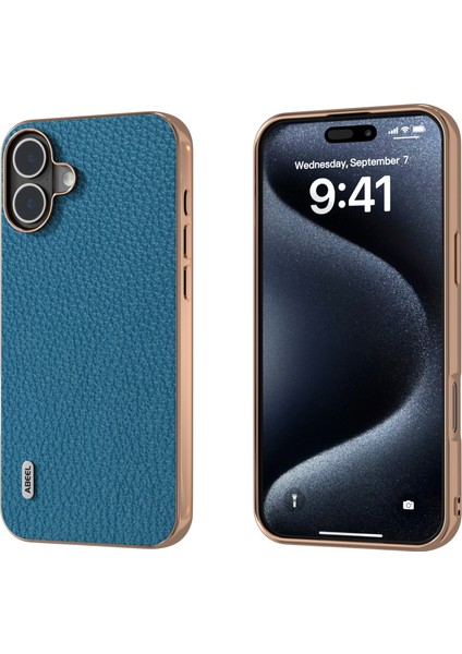 iPhone 16 Plus Için Abe Kaplama Litchi Doku Kılıfı (Yurt Dışından)