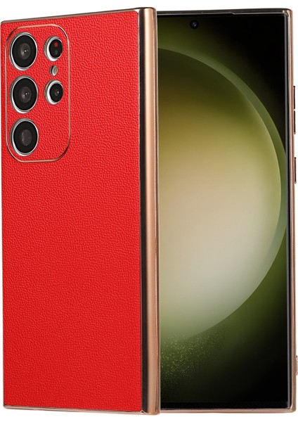 Samsung Galaxy S23 Ultra 5g Için Deri Kaplama Telefon Kılıfı (Yurt Dışından)