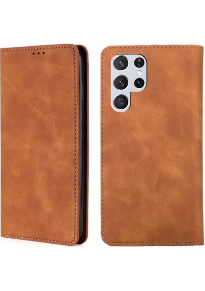 Samaung Galaxy S22 Ultra 5g Için Skin Fe Manyetik Pu Kılıf (Yurt Dışından)