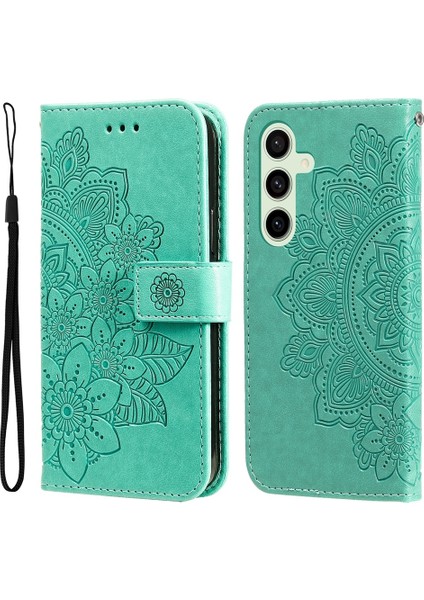 Samsung Galaxy S24 Fe 5g Için Yedi Yapraklı Çiçekler Pu Kılıf (Yurt Dışından)
