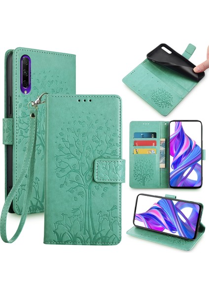 Huawei P Smart Pro 2019 Için Ağaç ve Geyik Kabartmalı Kılıf (Yurt Dışından)