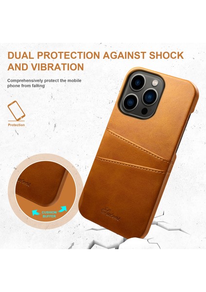 iPhone 14 Pro Max Için Buzağı Dokulu Kart Yuvaları Telefon Kılıfı (Yurt Dışından) modelleri