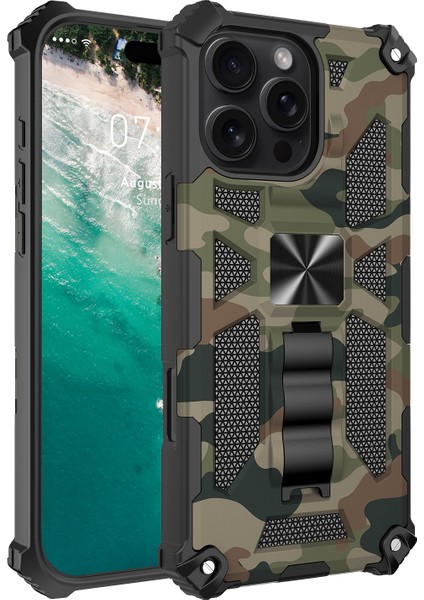 iPhone 16 Pro Için Kamuflaj Tpu + Pc Telefon Kılıfı (Yurt Dışından)