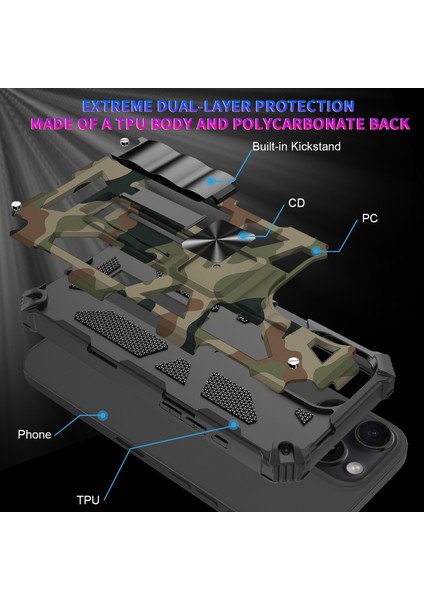 iPhone 16 Pro Için Kamuflaj Tpu + Pc Telefon Kılıfı (Yurt Dışından) indirimleri