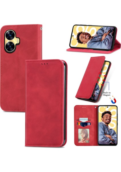Realme C55 Için Skin Fe Manyetik Deri Kılıf (Yurt Dışından)