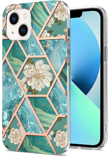 iPhone 14 Için Mermer Çiçek Tpu Kılıfı Ekleme (Yurt Dışından)
