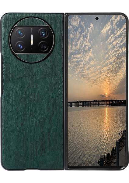 Huawei Mate X3 Için Ahşap Dokulu Pu Telefon Kılıfı (Yurt Dışından)