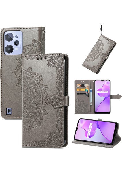 Oppo Realme C31 Için Mandala Çiçek Deri Kılıf (Yurt Dışından)