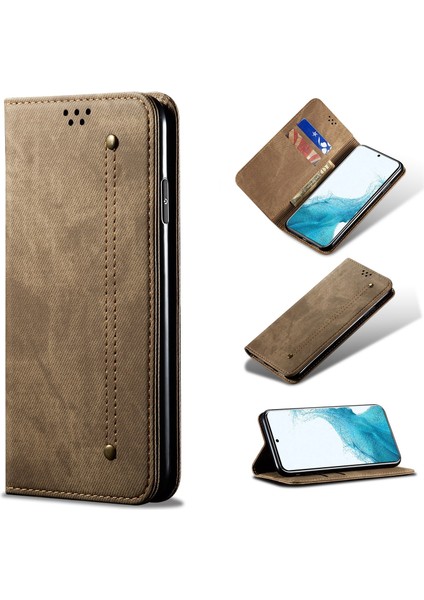 Samsung Galaxy S22 5g Için Denim Dokulu Deri Kılıf (Yurt Dışından)