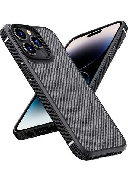 iPhone 14 Pro Için Ipaky Karbon Fiber Dokulu Pc+Tpu Kılıf (Yurt Dışından)