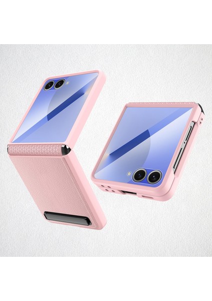 Samsung Galaxy Z Flip7 5g Için Litchi Deri Yapıştırma Telefon Kılıfı (Yurt Dışından)