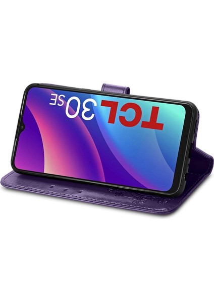 Tcl 30 Se Için Dört Yapraklı Toka Kabartmalı Deri Kılıf (Yurt Dışından) modelleri