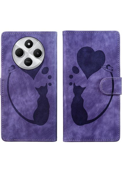 Redmi A4 5g Için Kalem Kalp Kedi Pu Kılıf (Yurt Dışından)