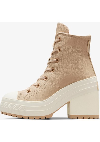 Chuck 70 De Luxe Heel Unisex Kahverengi Deri Platform Sneaker.236