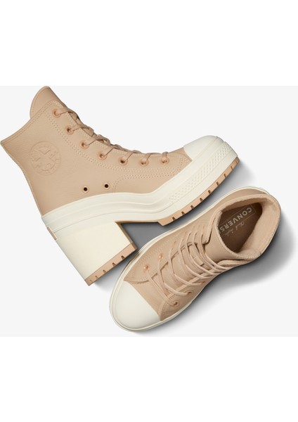 Chuck 70 De Luxe Heel Unisex Kahverengi Deri Platform Sneaker.236