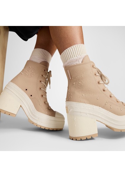 Chuck 70 De Luxe Heel Unisex Kahverengi Deri Platform Sneaker.236