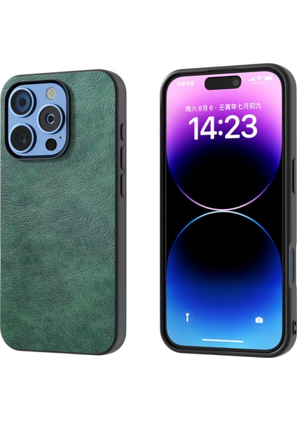 iPhone 16 Pro Için Lichi Texture Pu Kılıf (Yurt Dışından)