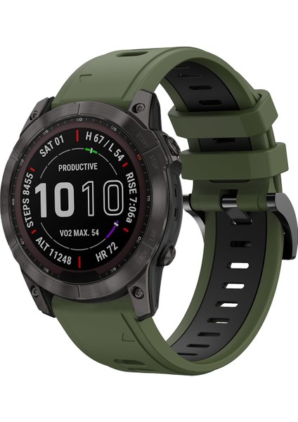 Garmin Fenix ​​7x Solar Için Iki Renkli Silikon Saat Bandı (Yurt Dışından)