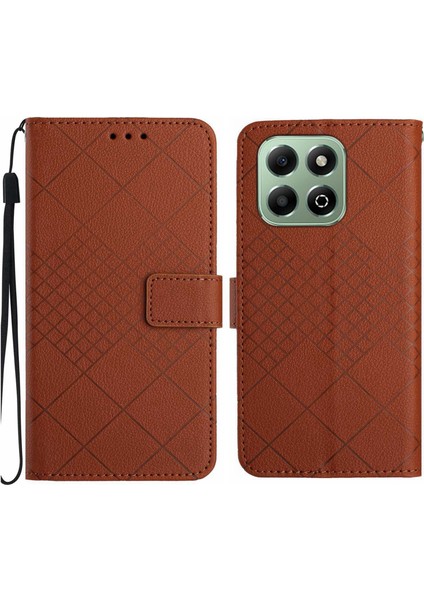Honor 200 Smart Global Için Eşkenar Dörtgen Dokulu Deri Kılıf (Yurt Dışından)