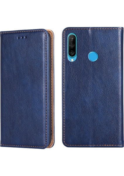 Huawei P30 Lite Için Parlak Yağ Manyetik Pu+Tpu Kılıf (Yurt Dışından)