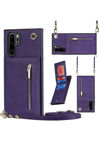 Huawei P30 Pro Için Çapraz Vücut Fermuarlı Tpu+Pu Arka Kılıf (Yurt Dışından)