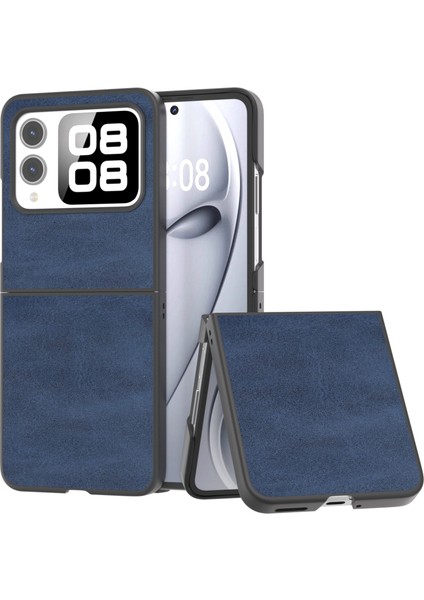Huawei Nova Flip Için Siyah Kenar Buzağı Dokusu Pu Kılıf (Yurt Dışından)