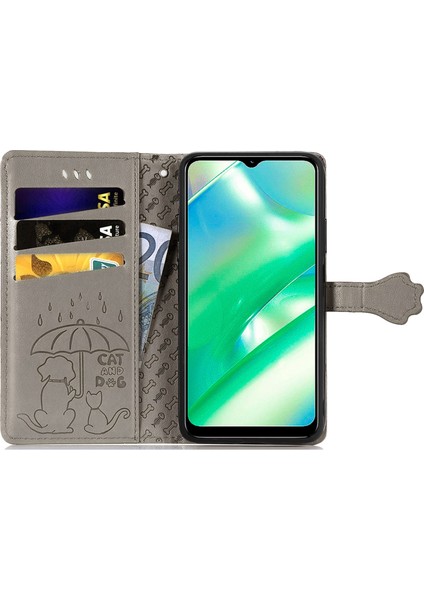 Realme C33 Için Kedi ve Köpek Kabartmalı Deri Kılıf (Yurt Dışından) modelleri