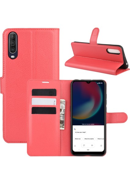 Wiko View 4/4 Lite Için Litchi Doku Çevirme Koruyucu Kılıf Wiko View 4/4 Lite Için (Yurt Dışından)