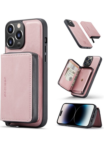 iPhone 14 Pro Için Manyetik Fermuarlı Cüzdan Kılıfı (Yurt Dışından)