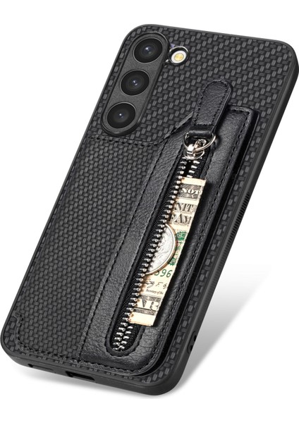 Samsung Galaxy S23+ 5g Için Karbon Fiber Fermuarlı Cüzdan Kılıf (Yurt Dışından) modelleri