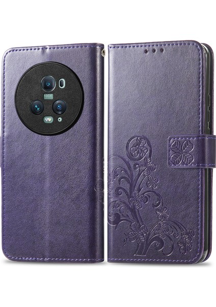 Honor Magic5 Pro Için Dört Yapraklı Toka Deri Kılıf (Yurt Dışından) modelleri