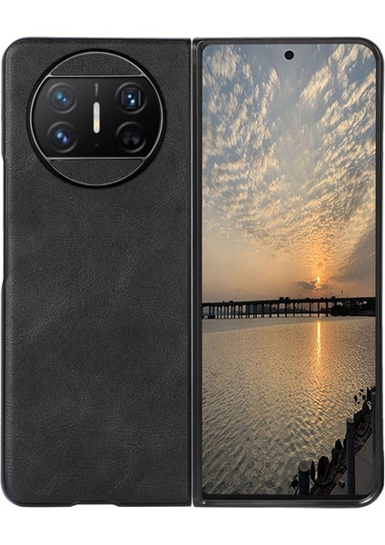 Huawei Mate X3 Için Sığır Derisi Doku Pu Telefon Kılıfı (Yurt Dışından)