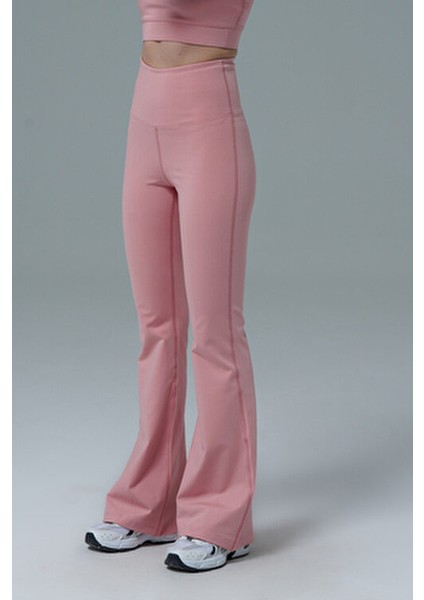 Aero Motion Kadın Pudra Yüksek Bel Push-Up İspanyol Paça Tayt Rahat Tasarım